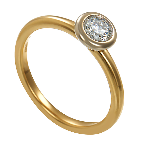 Diamantring, 14K, Gelb-/Weißgold, Brillant 0,33 ct
