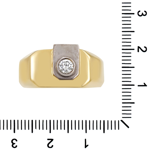 Herrenring, 18K, Gelb-/Weißgold, Brillant 0,25 ct