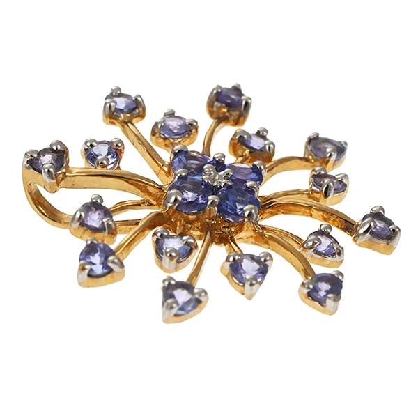 Anhänger, 14K, Gelbgold, Tansanit