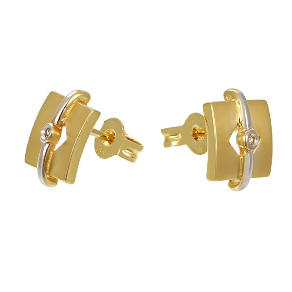 Ohrstecker, 14K, Gelb-/Weißgold, Diamanten