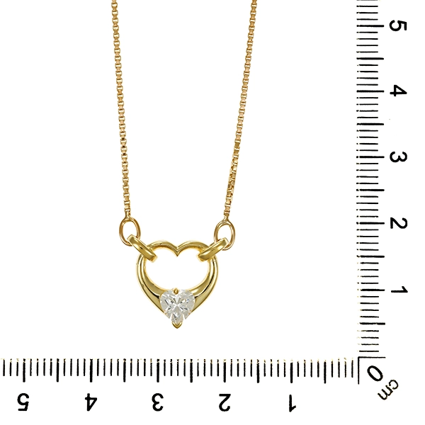 Collier, 8K, Gelbgold, Herz, Zirkonia