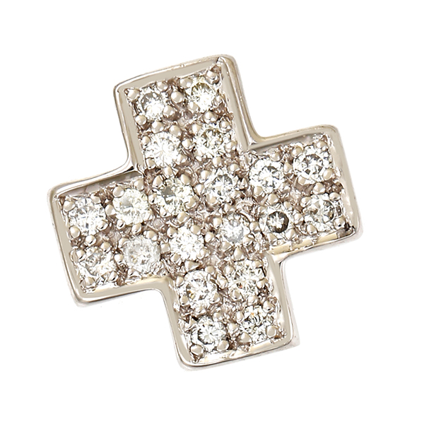 Anhänger, 14K, Weißgold, Brillanten, Kreuz