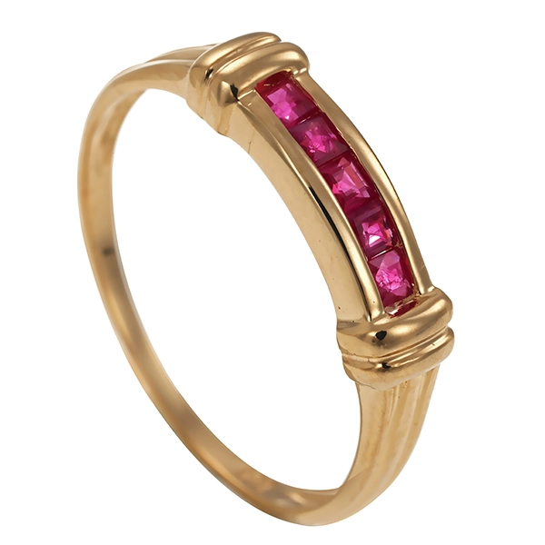 Ring, 14K, Gelbgold, Rubine