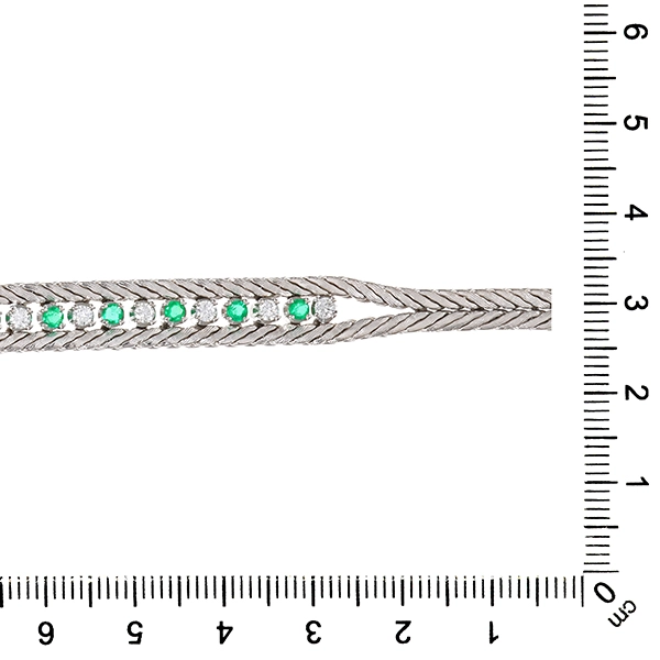Armband, 18K, Weißgold, Smaragde, Brillanten