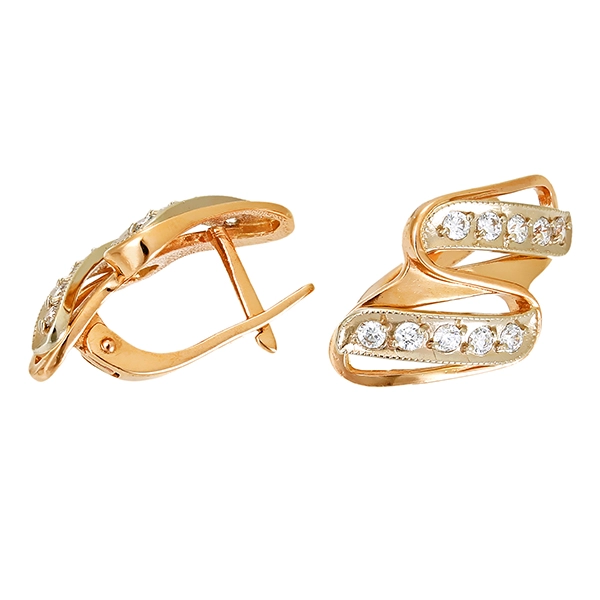 Ohrstecker, 14K, Weiß-/Rotgold, Zirkonia