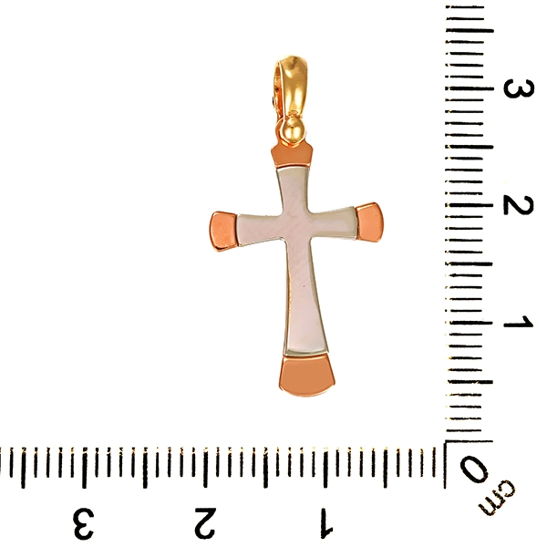 Anhänger, 14K, Rot-/Weiß-/Gelbgold, Kreuz