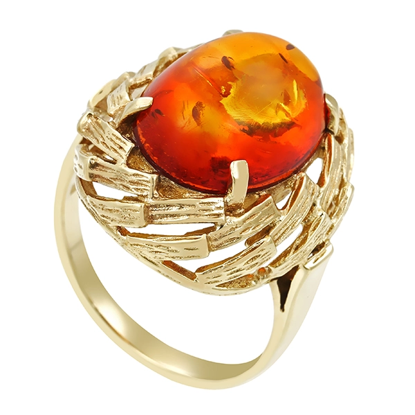 Ring, 8K, Gelbgold, Bernstein