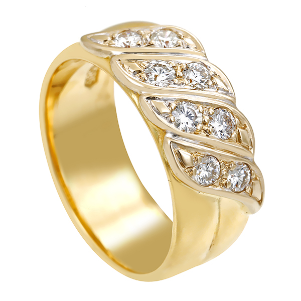 Diamantring, 14K, Gelb-/Weißgold, Brillanten 0,32 ct