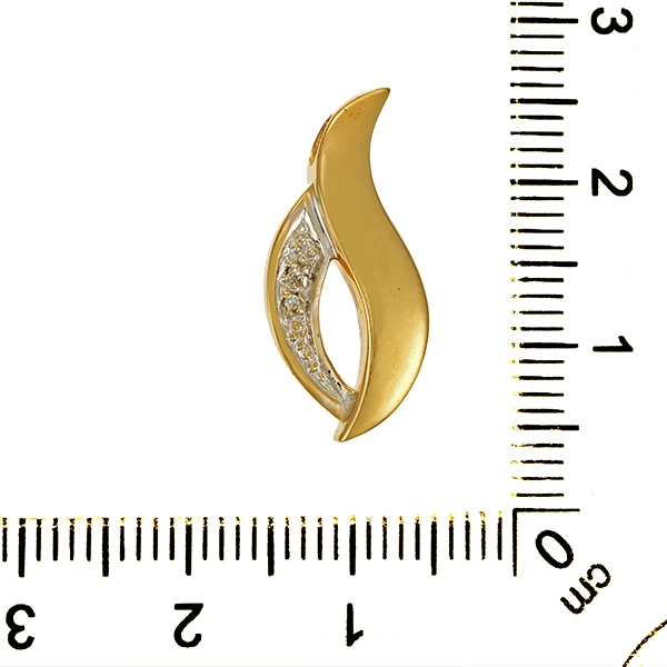 Anhänger, 14K, Gelb-/Weißgold, Diamanten