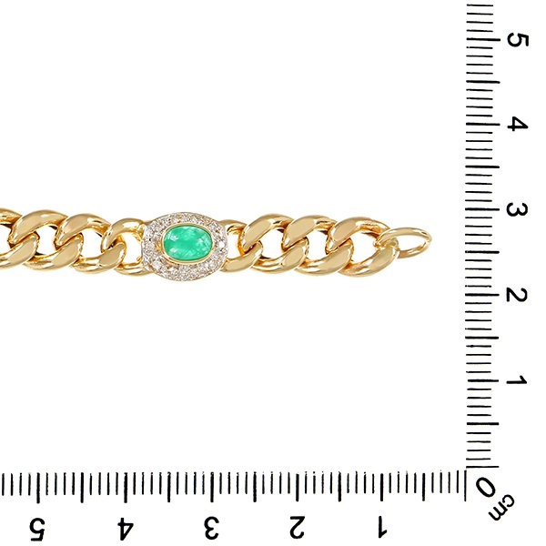 Armband, 14K, 14K, Gelb-/Weißgold, Smaragd, Diamant