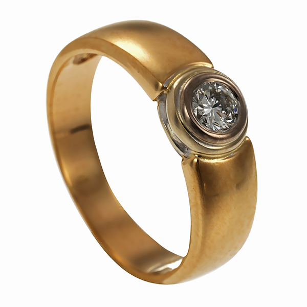 Diamantring, 14K, Gelb-/Weißgold, Brillant 0,30 ct