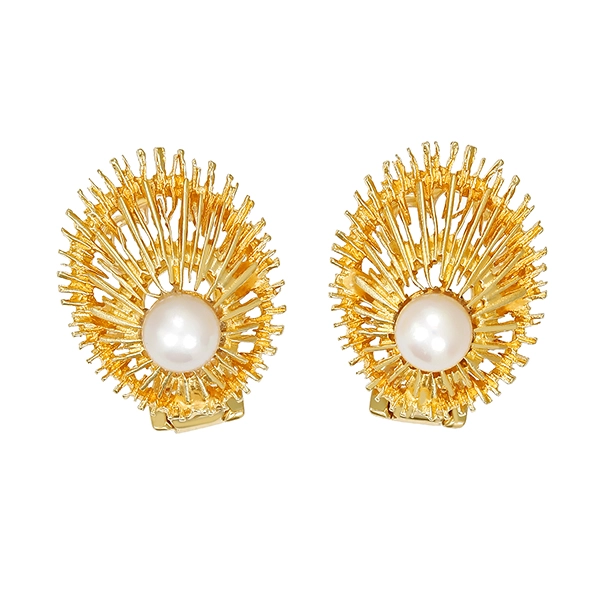 Ohrclips, 14K, Gelbgold, Zuchtperlen