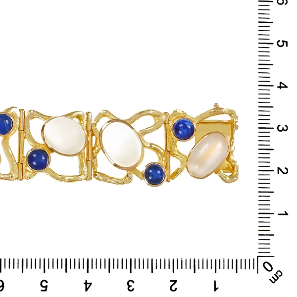 Armband, 18K, Gelbgold, Mondstein, Lapis