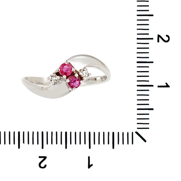 Ring, 14K, Weißgold, Diamant, Rubin