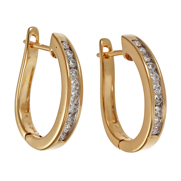 Creolen, 14K, Gelbgold, Brillanten 0,20 ct