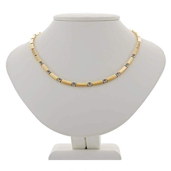 Collier, 14K, Gelbgold, Topas blau
