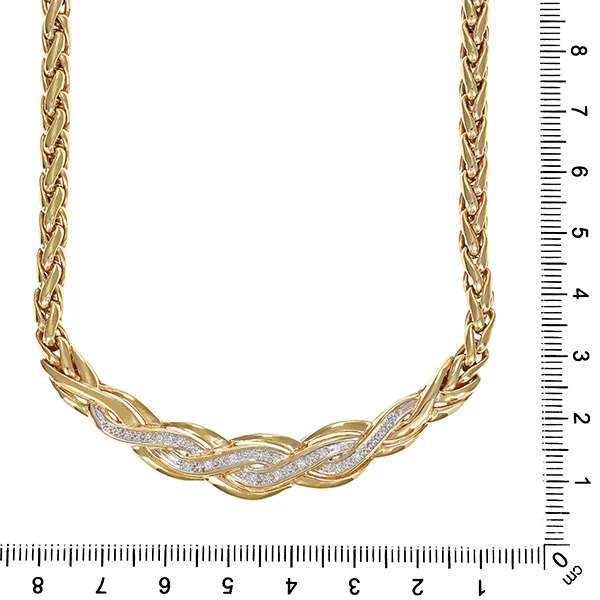 Collier, 14K, Gelb-/Weißgold, Diamanten