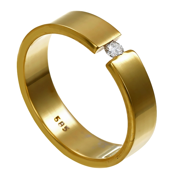 Diamantring, 14K, Gelbgold, Brillant, Spannring