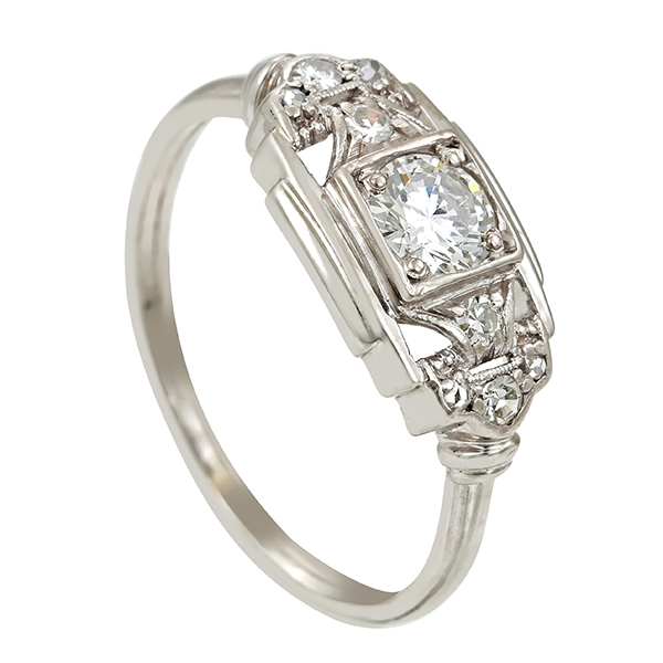 Diamantring, 14K, Weißgold, Diamantrosen, Brillanten