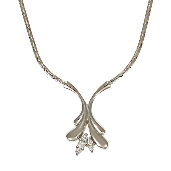 Collier, 14K, Weißgold, Brillanten