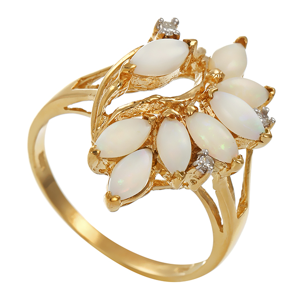 Ring, 8K, Gelbgold, Diamanten, Opale