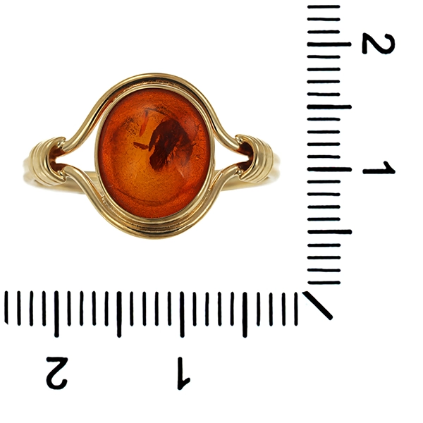 Ring, 8K, Gelbgold, Bernstein