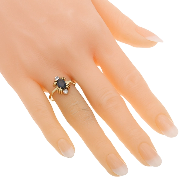 Ring, 14K, Gelbgold, Saphir, Brillanten