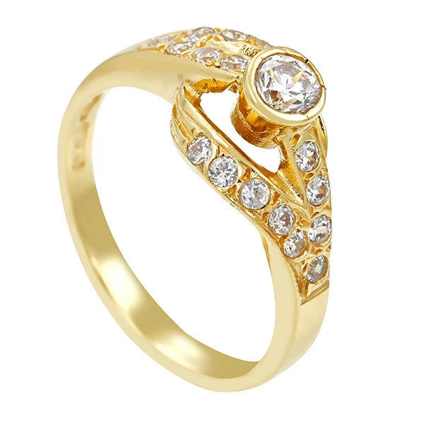 Ring, 18K, Gelbgold, Zirkonia