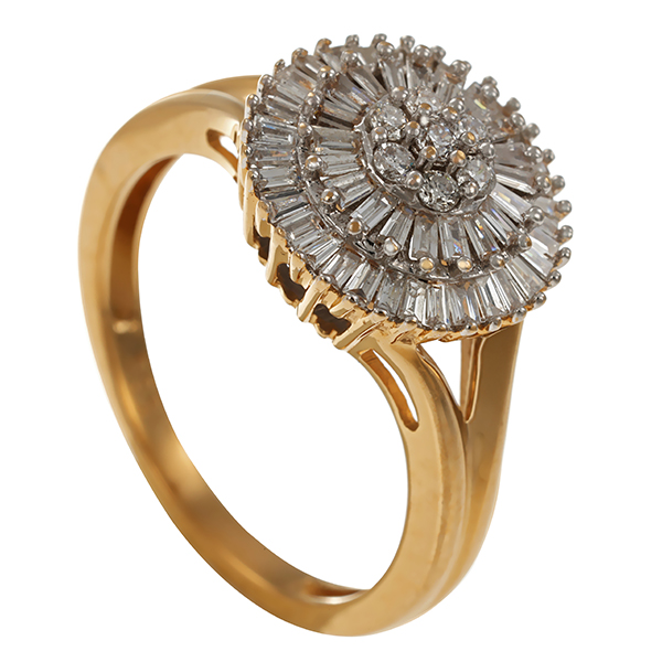 Diamantring, 14K, Gelb-/Weißgold, Brillanten, Diamanten