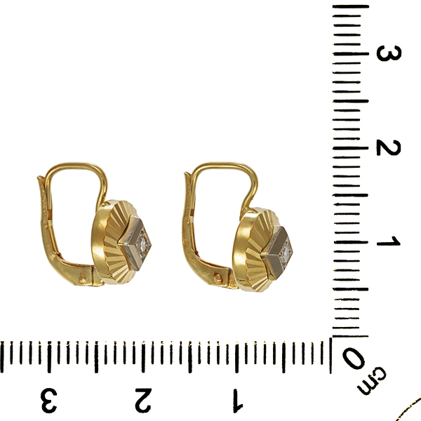 Ohrhänger, 14K, Gelb-/Weißgold, Diamanten