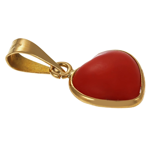 Anhänger, 18K, Gelbgold, Koralle, Herz
