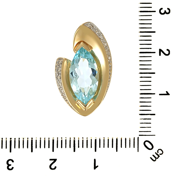 Anhänger, 14K, Gelb-/Weißgold, Blautopas, Brillanten
