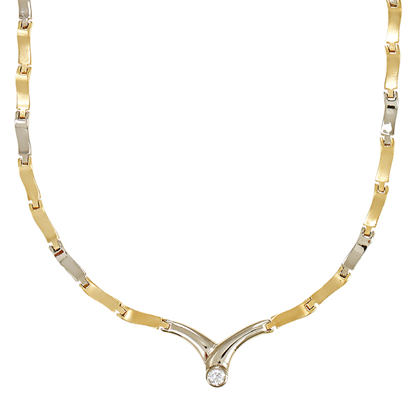 Collier, 14K, Gelb-/Weißgold, Zirkonia