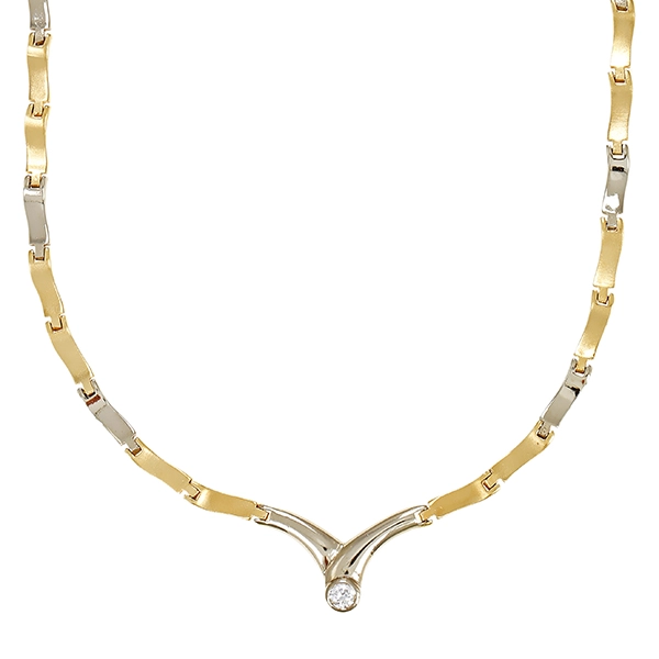 Collier, 14K, Gelb-/Weißgold, Zirkonia