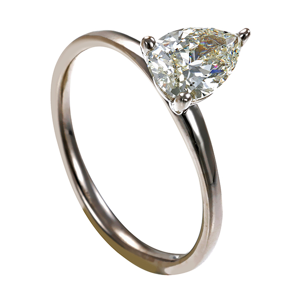 Diamantring, 14K, Weißgold, Diamant-Tropfen