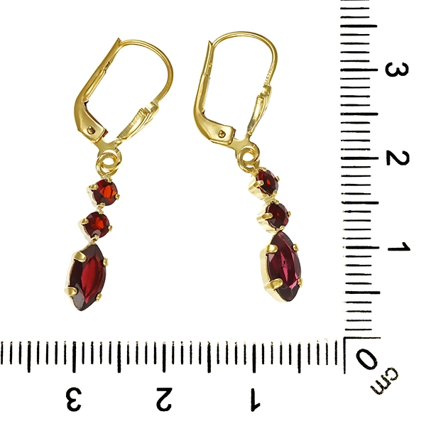 Ohrhänger, 8K, Gelbgold, Granat