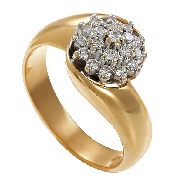 Ring, 14K, Gelbgold, 13 Brillanten zus ca  0,13 ct