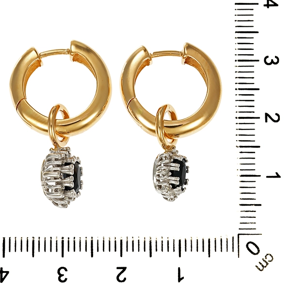 Creolen, 14K, Gelb-/Weißgold, Brillant, Saphir