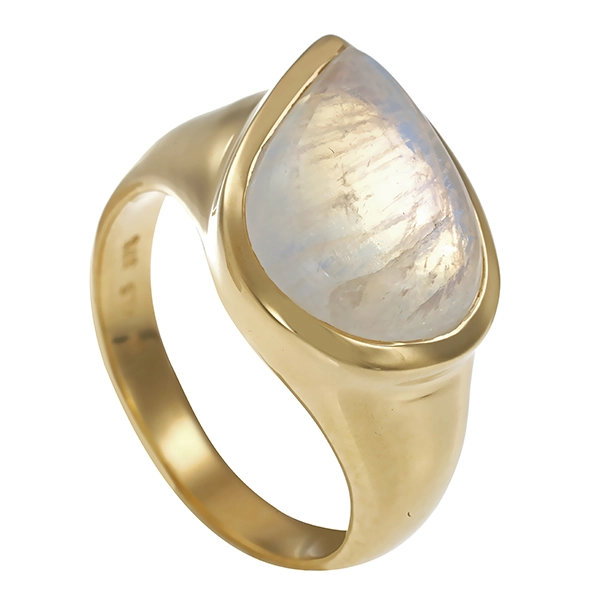Ring, 9K, Gelbgold, Mondstein