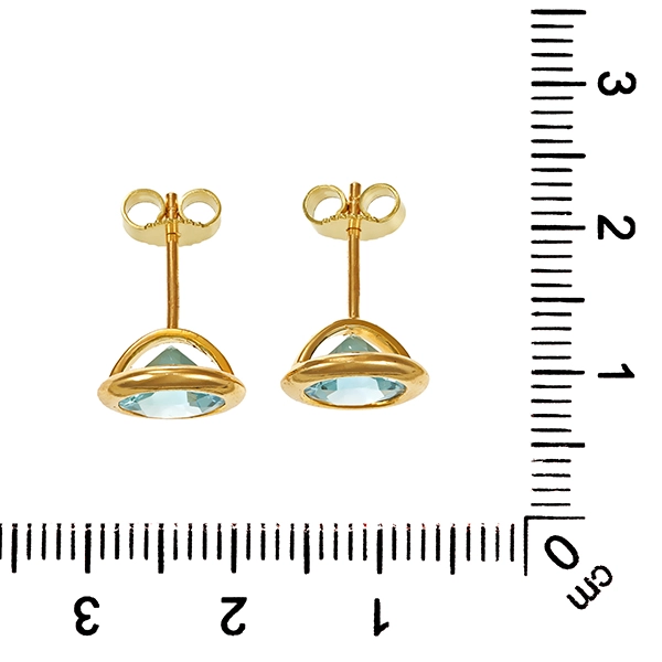 Ohrstecker, 14K, Gelbgold, Topas blau
