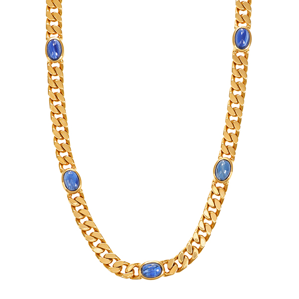 Collier, 18K, Gelbgold, Saphire, Panzer-