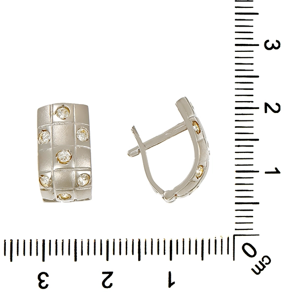Clip-Stecker, 14K, Weißgold, Zirkonia