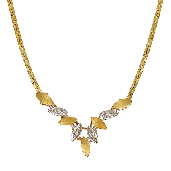 Collier, 14K, Gelb-/Weißgold, Diamanten