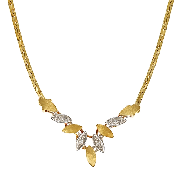 Collier, 14K, Gelb-/Weißgold, Diamanten