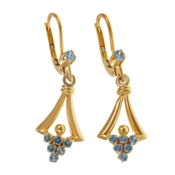 Ohrhänger, 18K, Gelbgold, Synthetischer Spinel