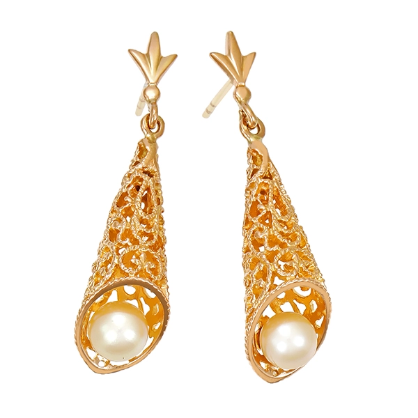 Steckhänger, 14K, Gelbgold, Perlen