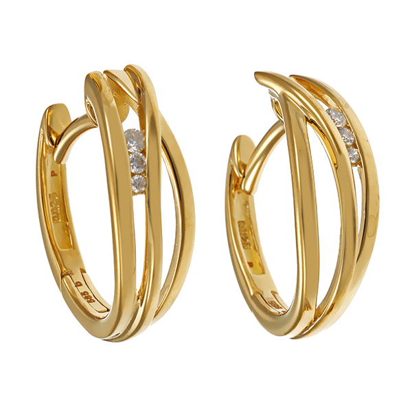 Creolen, 14K, Gelbgold, Brillanten