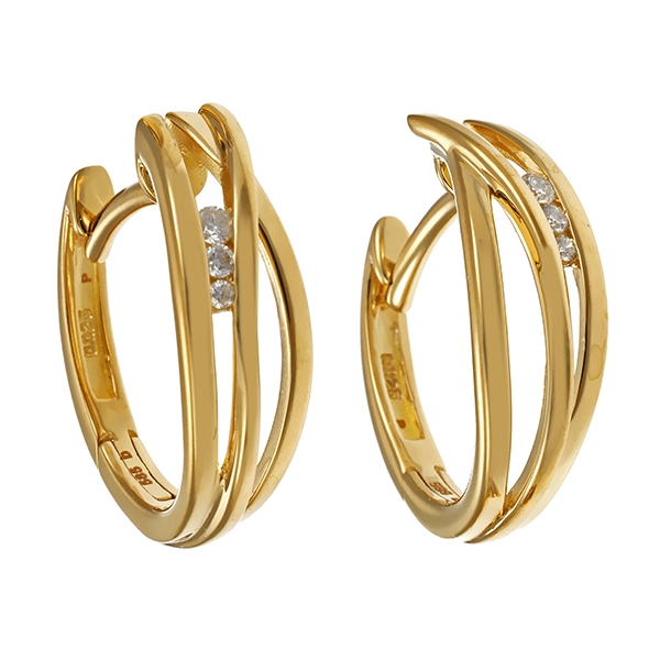 Creolen, 14K, Gelbgold, Brillanten