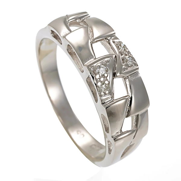 Ring, 14K, Weißgeld, Diamanten