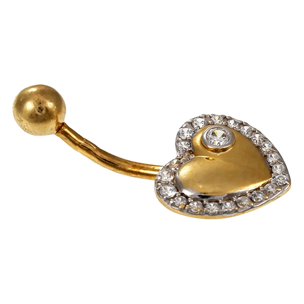 Piercing, 14K, Gelbgold, Zirkona, Herz